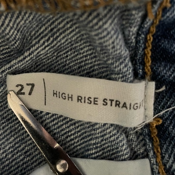 PacSun High Rise Straight Jeans Women’s 27 (28x25) Blue Ripped Skater Button Fly - Picture 12 of 15